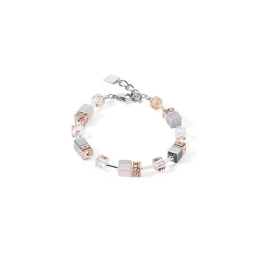 Coeur de Lion GeoCube&reg; Agate & Rose Gold Stainless Steel Bracelete
